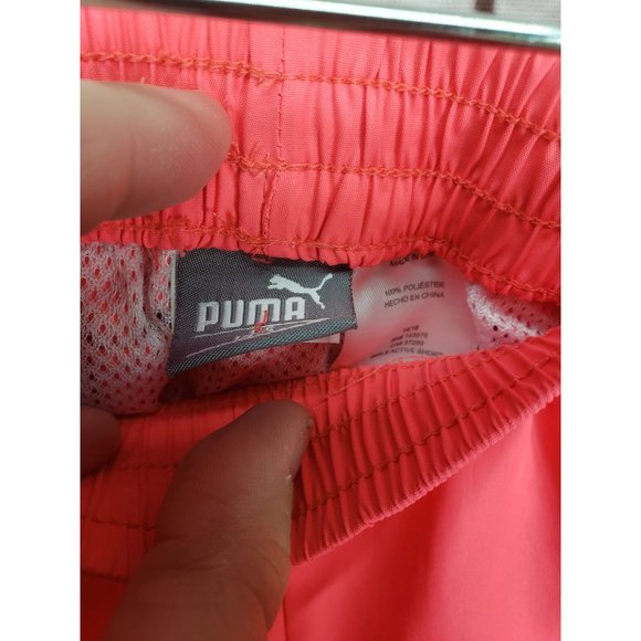 PUMA GIRLS PACER MESH OVERLAY BRIGHT PLASMA ELASTIC WAIST SHORTS SIZE Large 14/1 - Picture 4 of 9